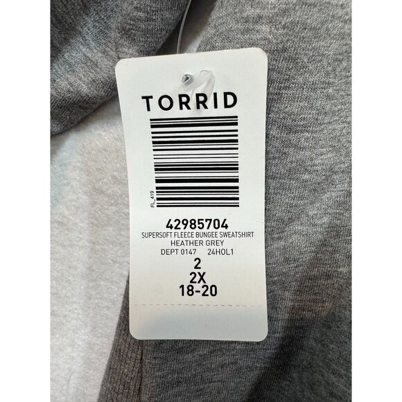 Torrid Supersoft Fleece Bungee Sweatshirt 42985704 Heather Grey Women's 2 2X NWT - Picture 7 of 10